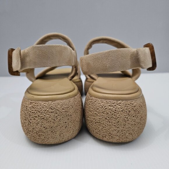 Vince Laguna Platform Slingback Sandal Womens 9.5 Blonde Suede Two Band NEW - Picture 9 of 13